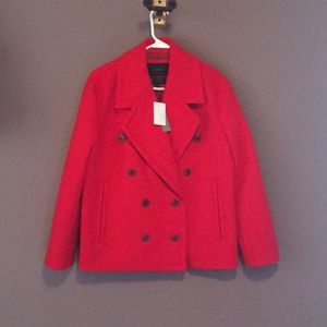 NWT Jcrew Melton Peacoat in red size P0